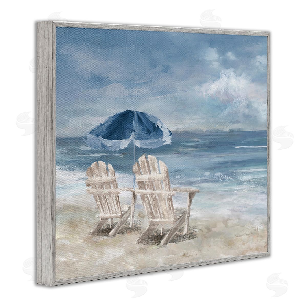 Serene Beach Chairs Grey Frame Print Wall Art, Home Decor by Carson Lyons