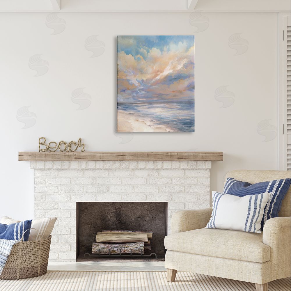 Carson Lyons Abstract Sunset Shoreline Canvas Wall Art Print in Room