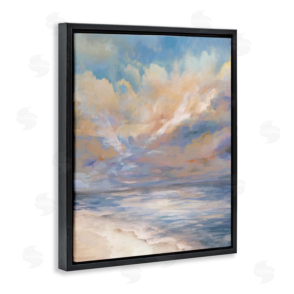 Carson Lyons Abstract Sunset Shoreline Black Floating Frame Canvas Wall Art Print