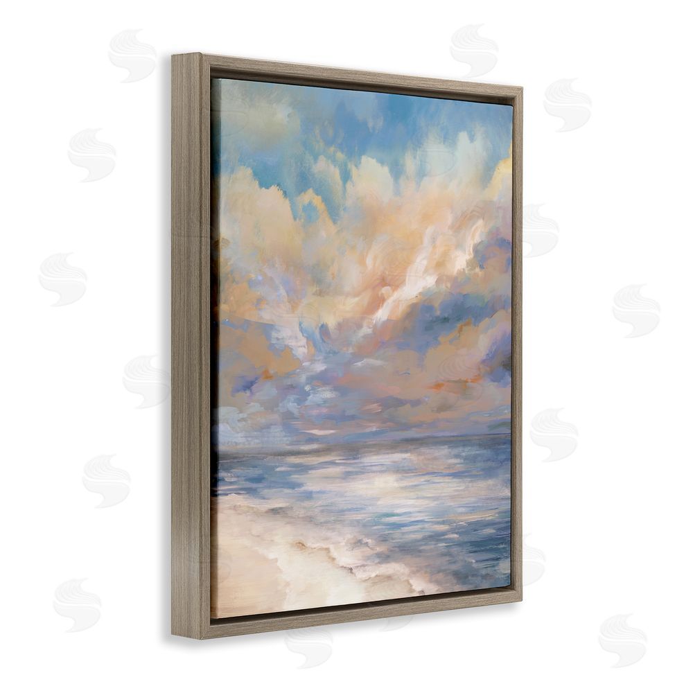 Carson Lyons Abstract Sunset Shoreline Brown Floating Frame Canvas Wall Art Print