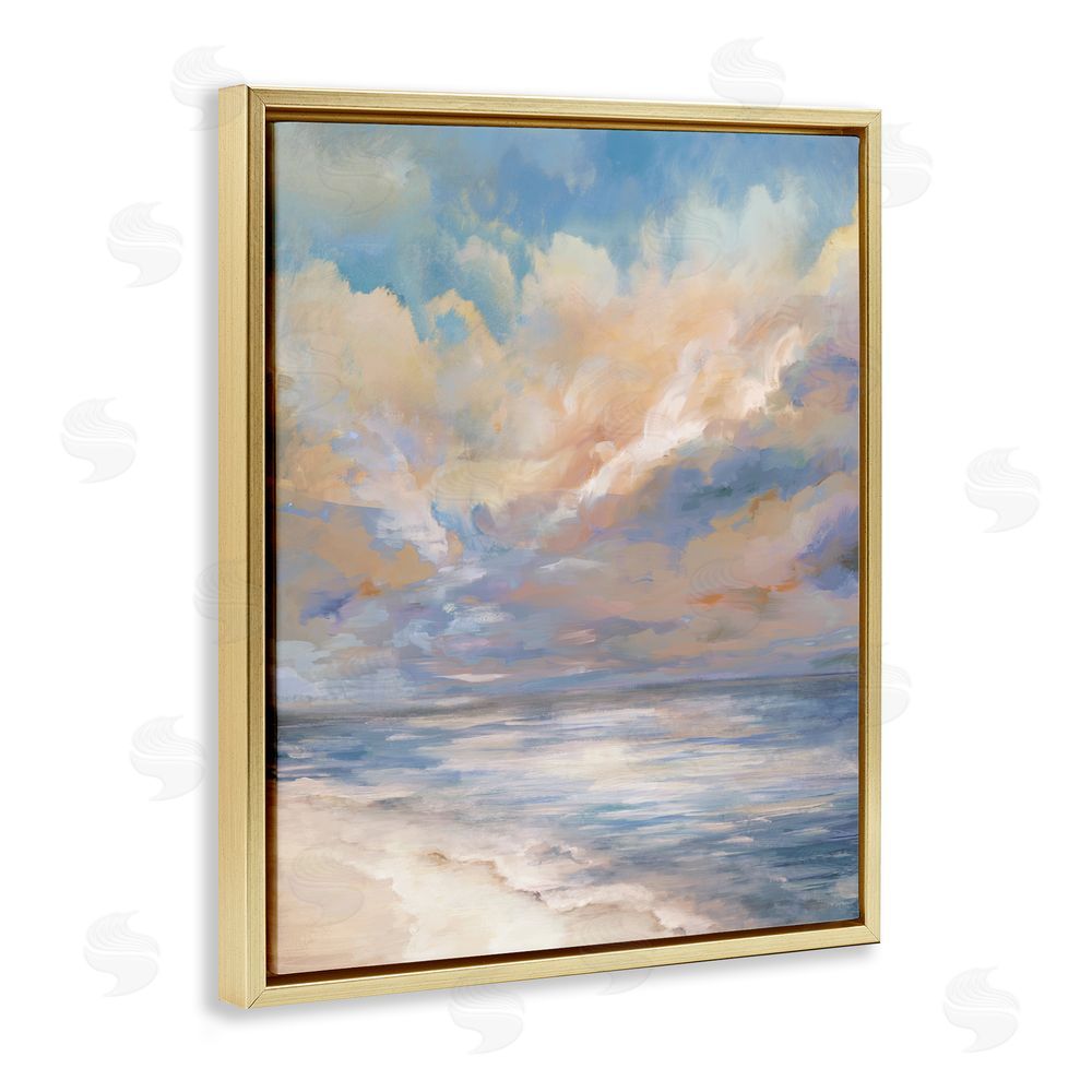 Carson Lyons Abstract Sunset Shoreline Gold Floating Frame Canvas Wall Art Print