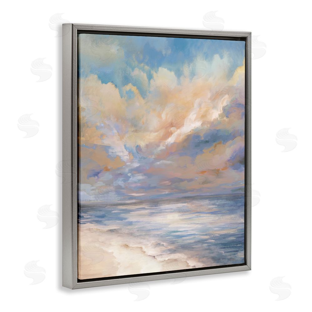 Carson Lyons Abstract Sunset Shoreline Grey Floating Frame Canvas Wall Art Print