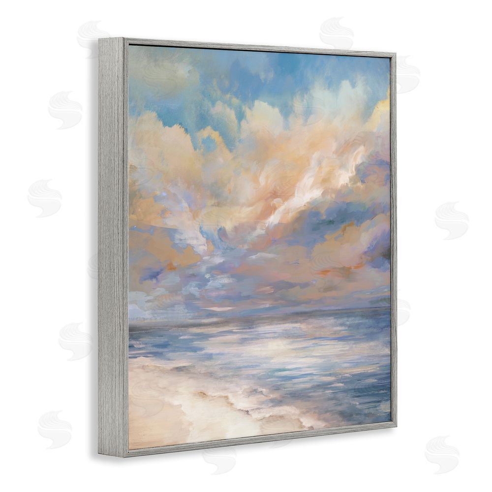 Carson Lyons Abstract Sunset Shoreline Gray Framed Giclee Wall Art Print