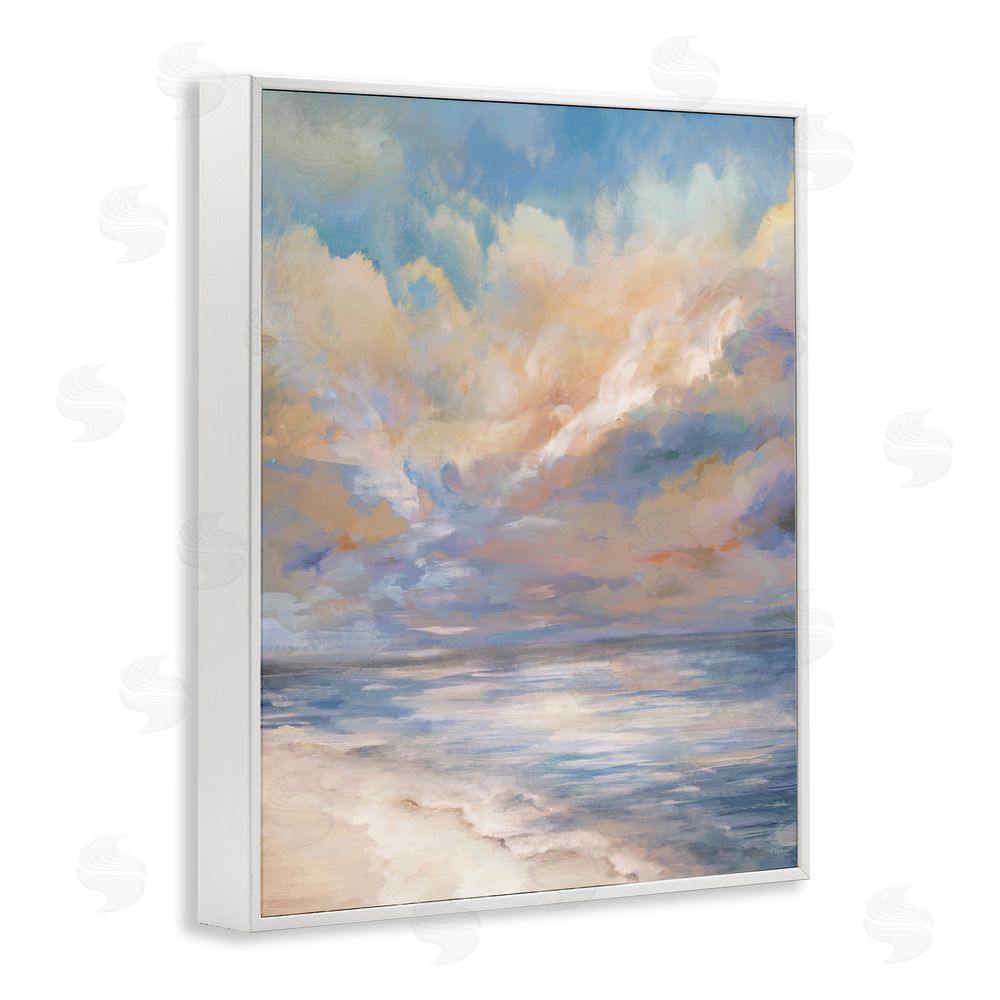 Carson Lyons Abstract Sunset Shoreline White Framed Giclee Wall Art Print