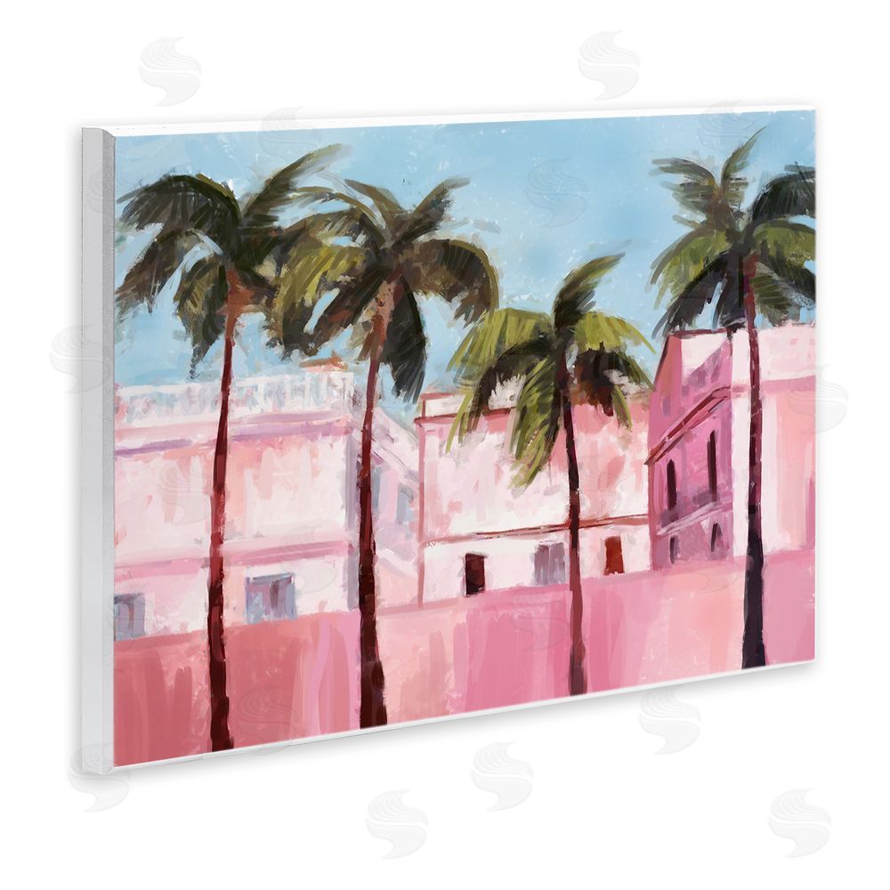 Ziwei Li Tropical Pink Buildings Wall Plaque Art Print