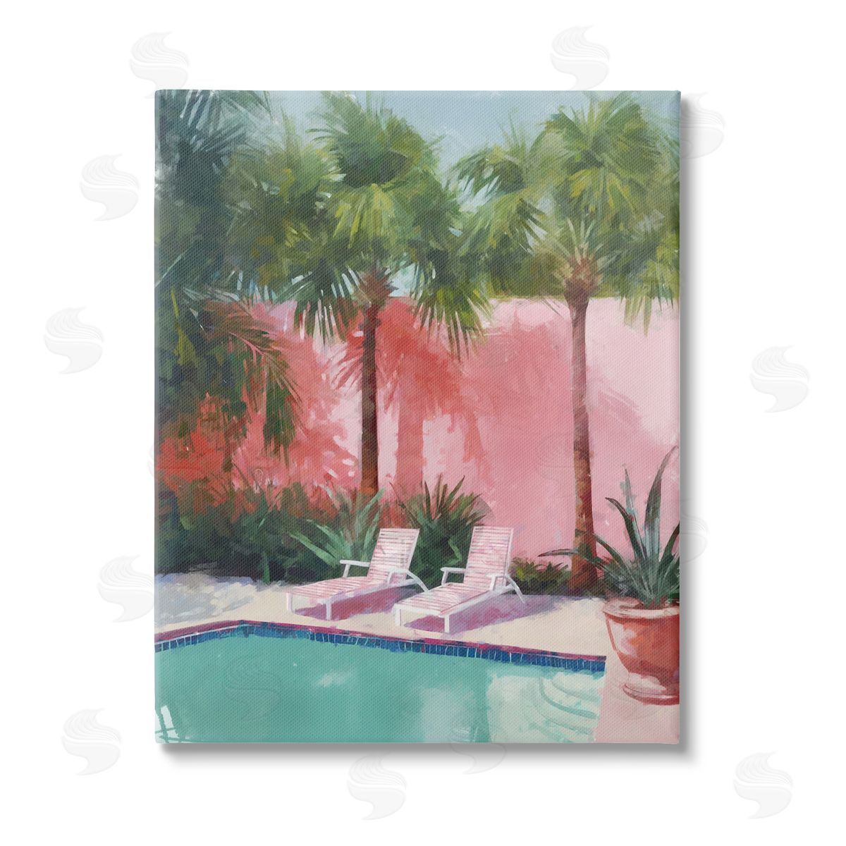 Ziwei Li Tropical Summer Pool Stretched Canvas Wall Art Print