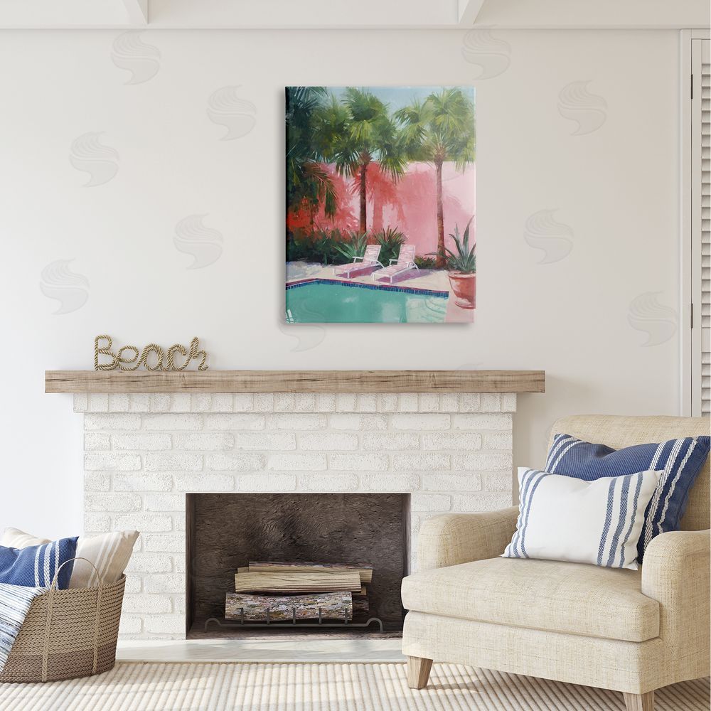 Ziwei Li Tropical Summer Pool Canvas Wall Art Print in Room
