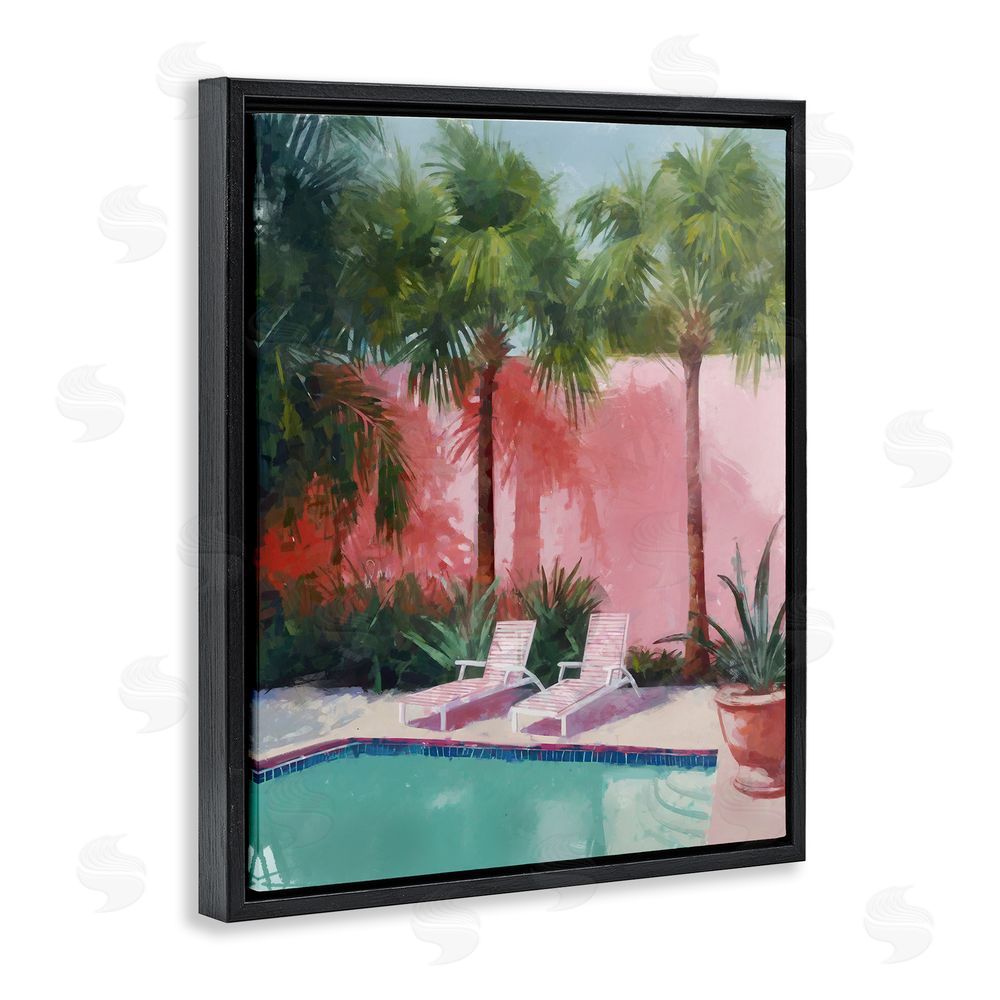 Ziwei Li Tropical Summer Pool Black Floating Frame Canvas Wall Art Print