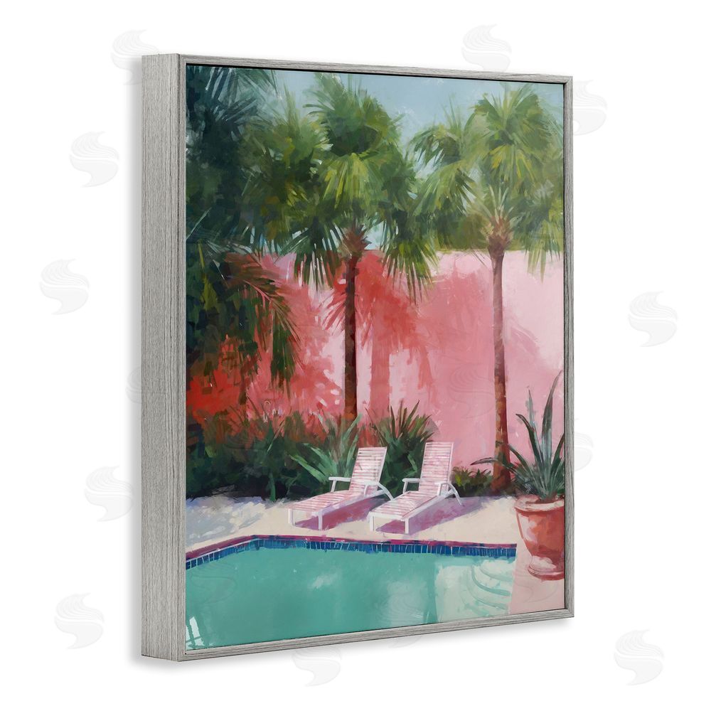 Ziwei Li Tropical Summer Pool Gray Framed Giclee Wall Art Print