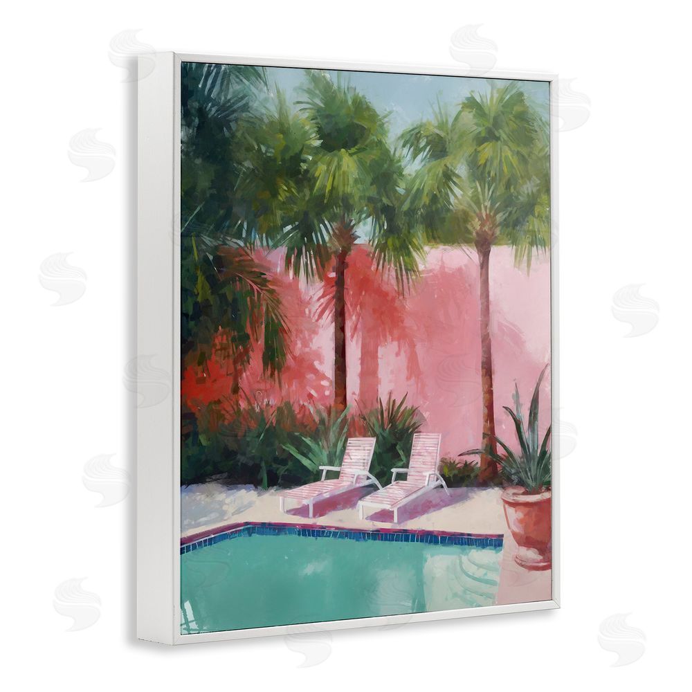 Ziwei Li Tropical Summer Pool White Framed Giclee Wall Art Print
