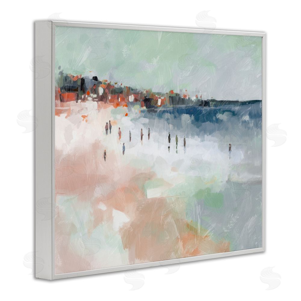 Ziwei Li Abstract People on Shore White Framed Giclee Wall Art Print
