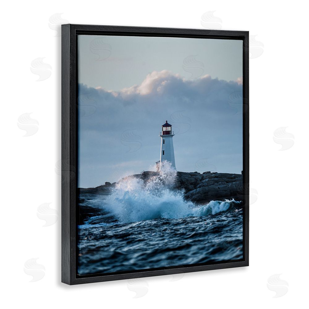 Jared Kreiss Rough Sea Waves Photography Black Floating Frame Canvas Wall Art Print