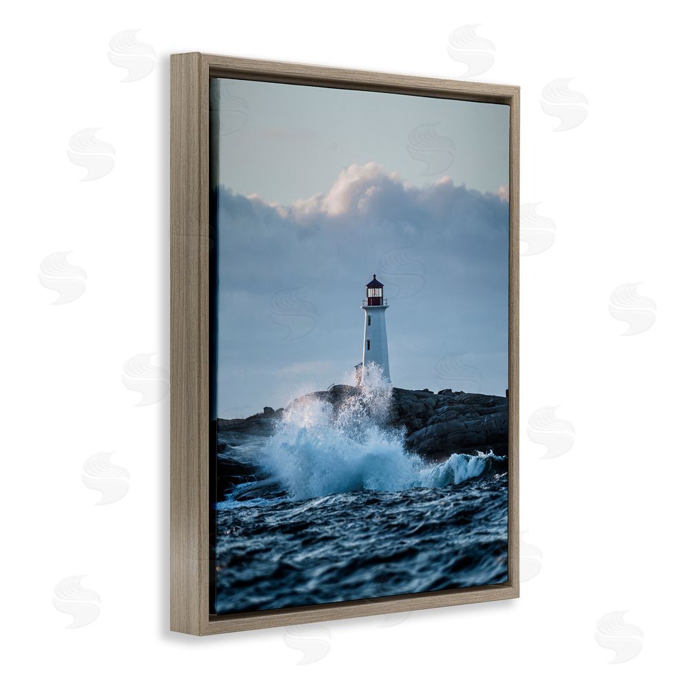 Jared Kreiss Rough Sea Waves Photography Brown Floating Frame Canvas Wall Art Print