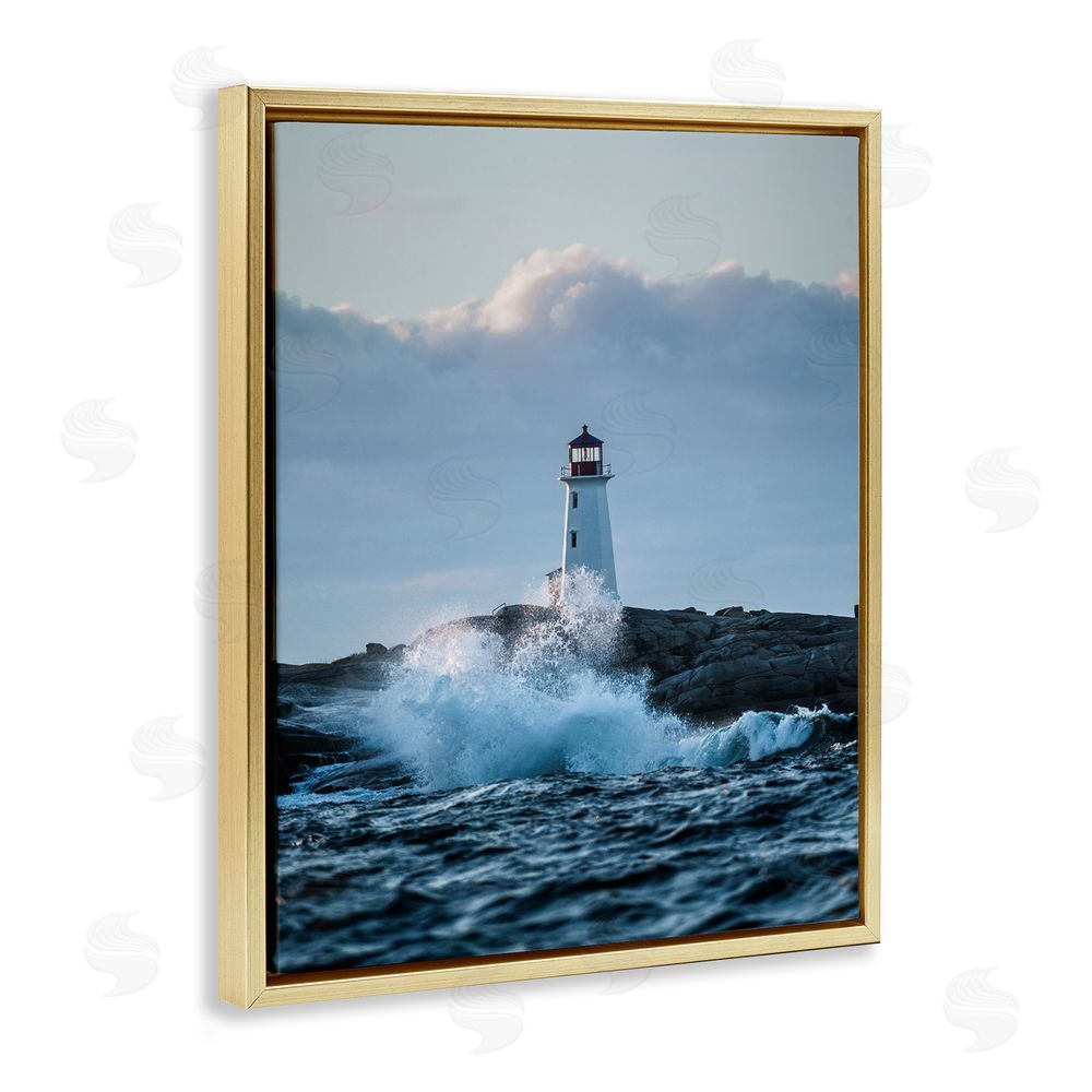 Jared Kreiss Rough Sea Waves Photography Gold Floating Frame Canvas Wall Art Print