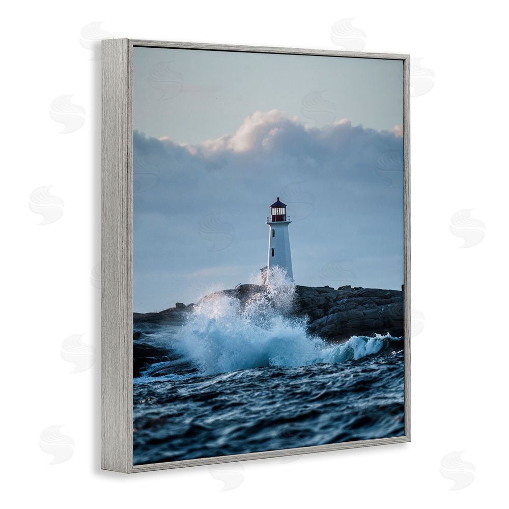 Jared Kreiss Rough Sea Waves Photography Gray Framed Giclee Wall Art Print