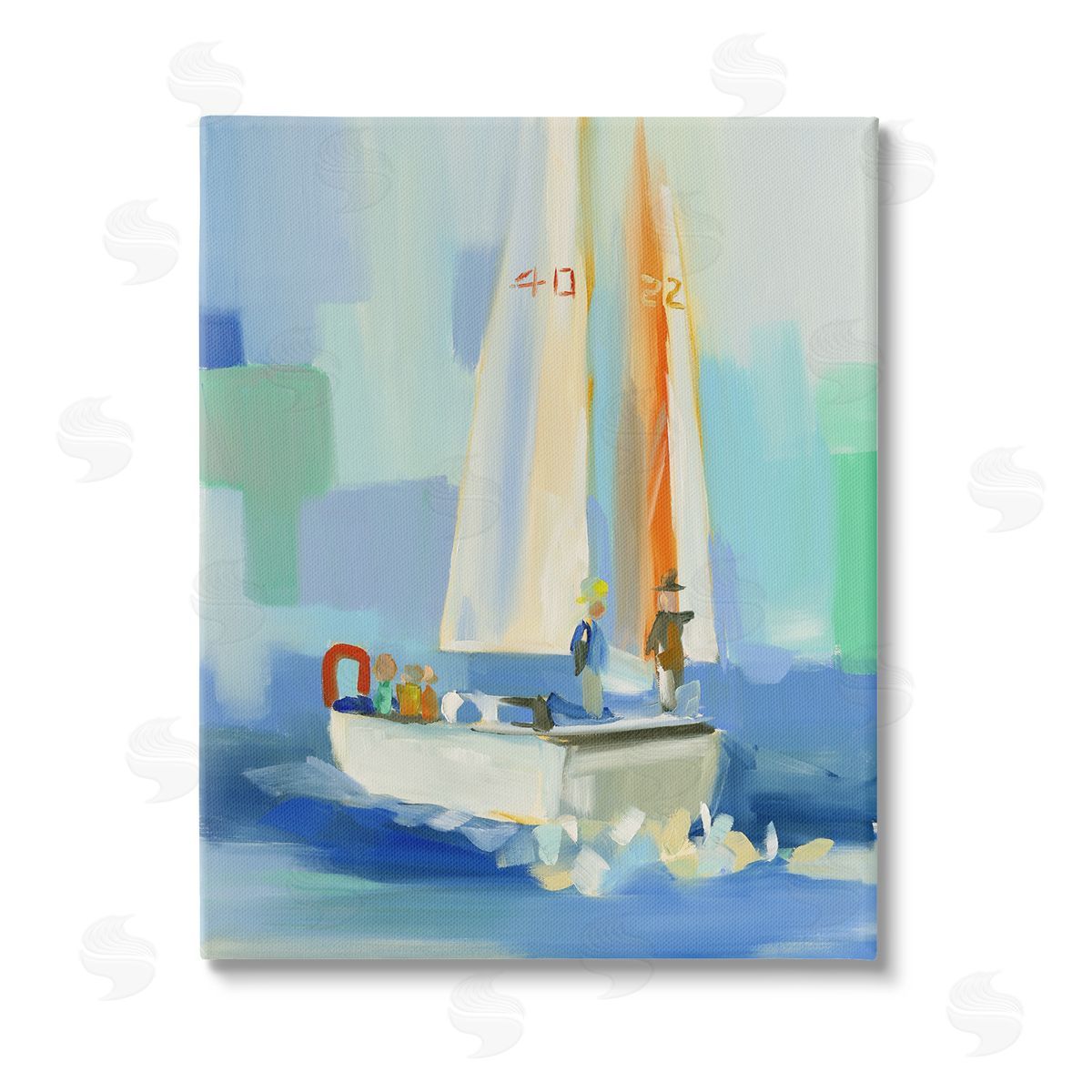Jenny Westenhofer Abstract Sailboat Waves Stretched Canvas Wall Art Print