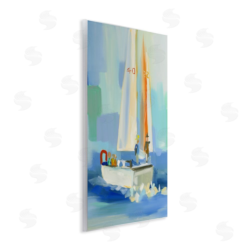 Jenny Westenhofer Abstract Sailboat Waves Wall Plaque Art Print
