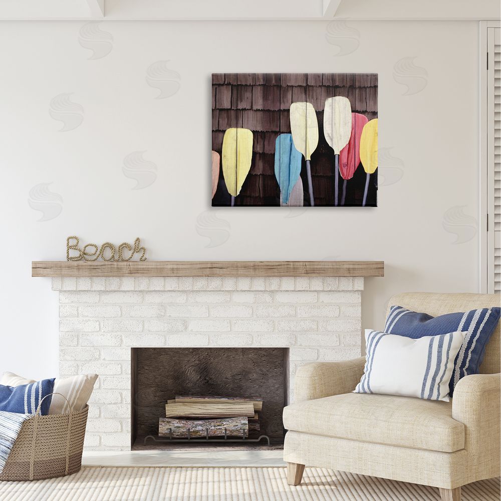 Kim Allen Rustic Boat Oars Canvas Wall Art Print in Room