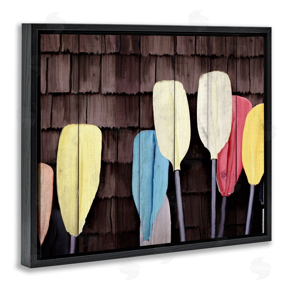 Kim Allen Rustic Boat Oars Black Floating Frame Canvas Wall Art Print