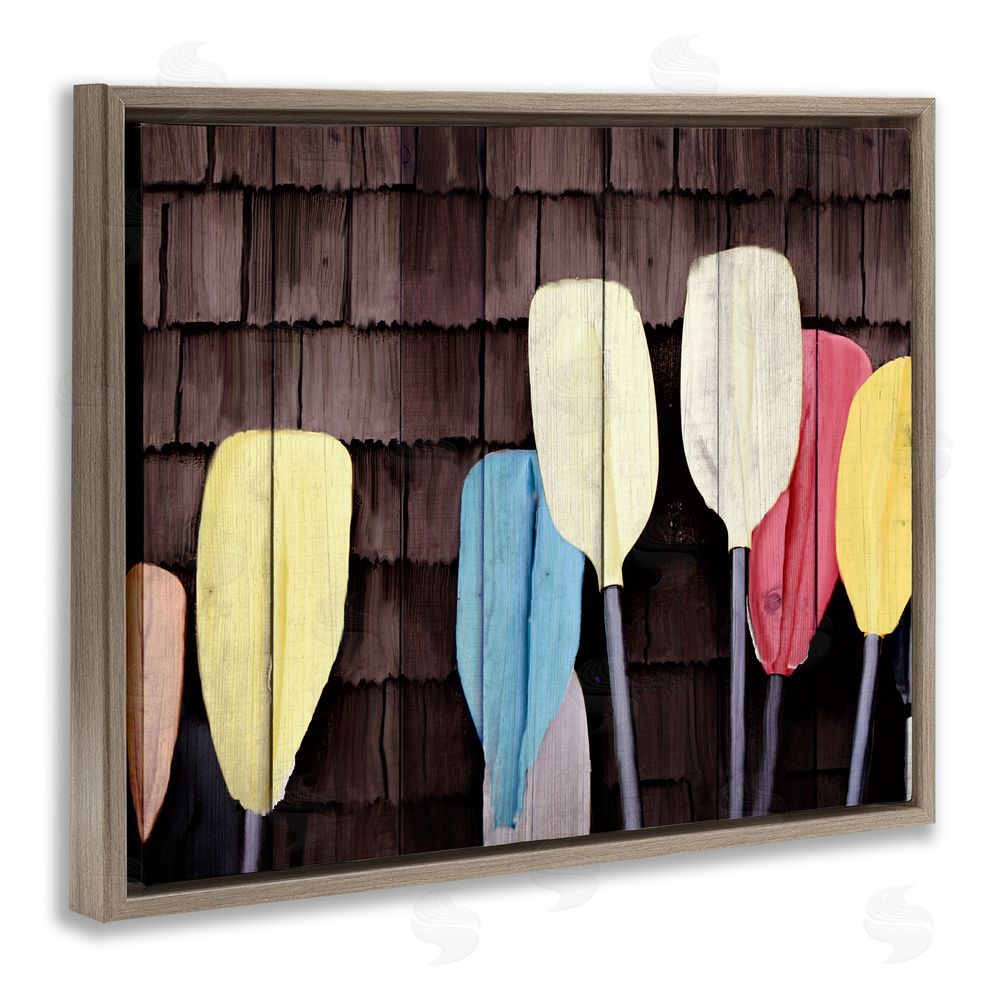 Kim Allen Rustic Boat Oars Brown Floating Frame Canvas Wall Art Print
