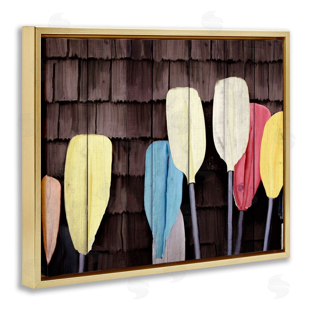 Kim Allen Rustic Boat Oars Gold Floating Frame Canvas Wall Art Print