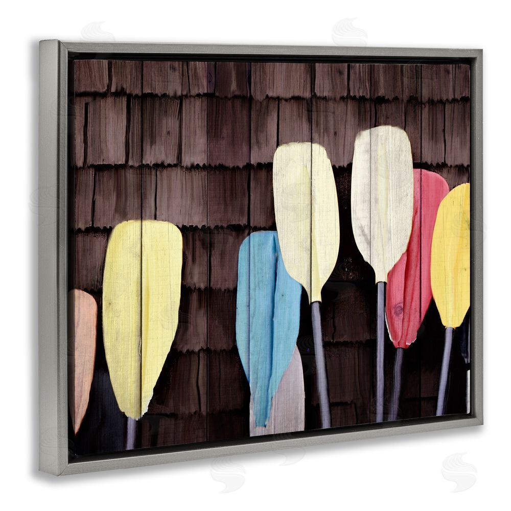 Kim Allen Rustic Boat Oars Grey Floating Frame Canvas Wall Art Print