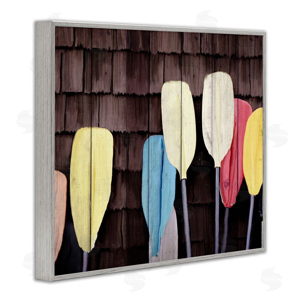 Kim Allen Rustic Boat Oars Gray Framed Giclee Wall Art Print