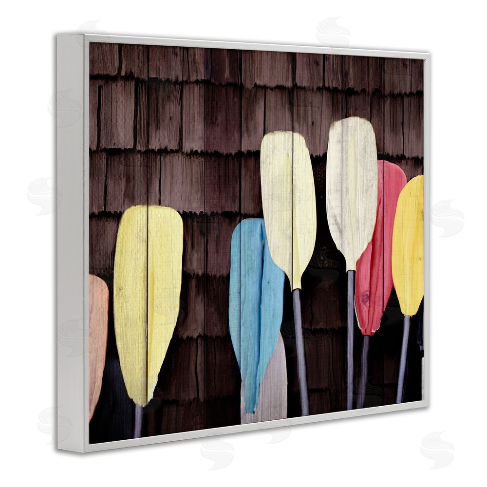 Kim Allen Rustic Boat Oars White Framed Giclee Wall Art Print