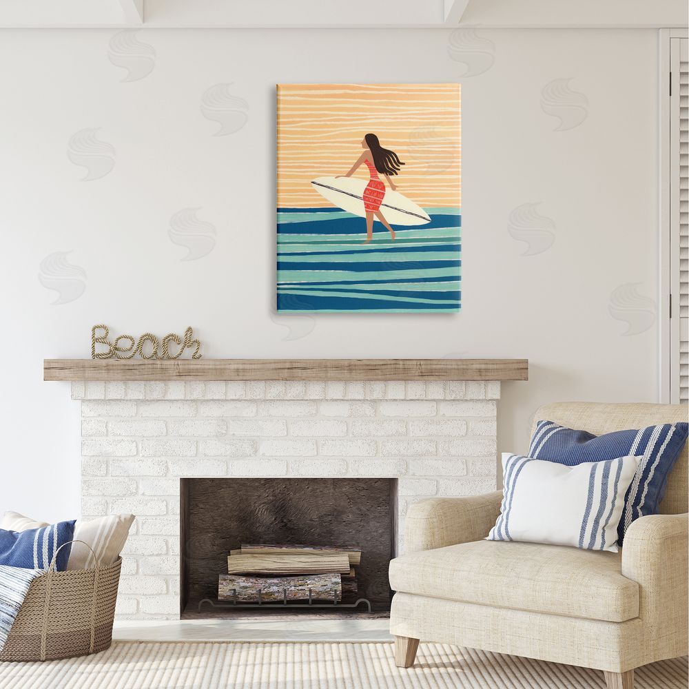 Lazar Studio Abstract Surfer Girl Canvas Wall Art Print in Room