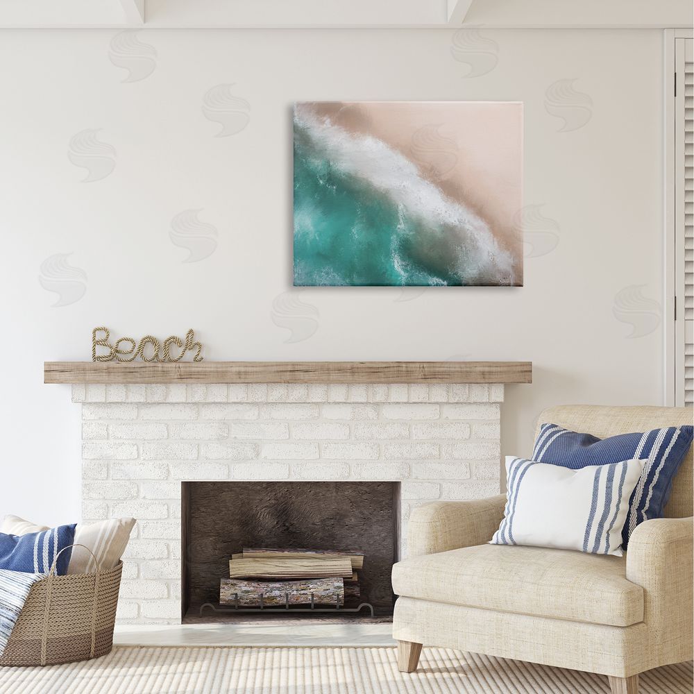 Marcus Prime Aerial Beach Foam View Canvas Wall Art Print in Room