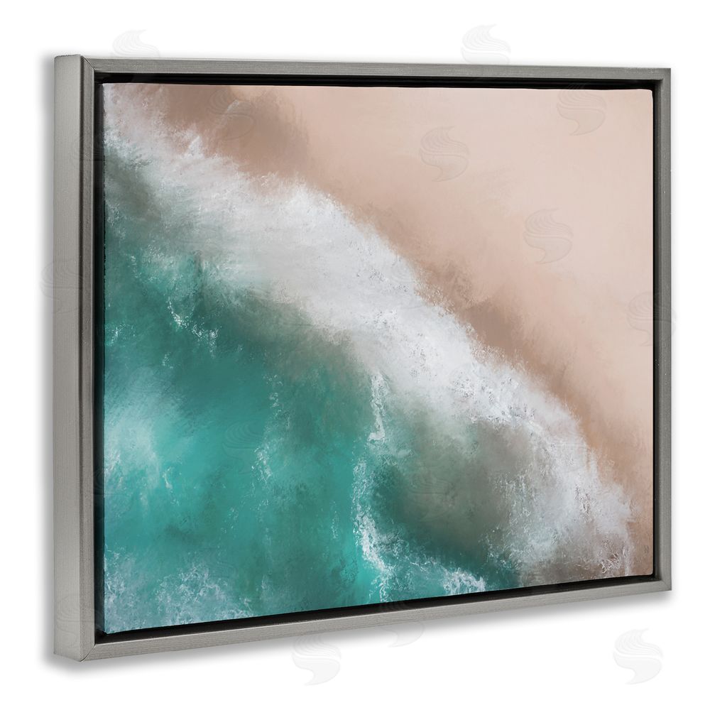 Marcus Prime Aerial Beach Foam View Grey Floating Frame Canvas Wall Art Print