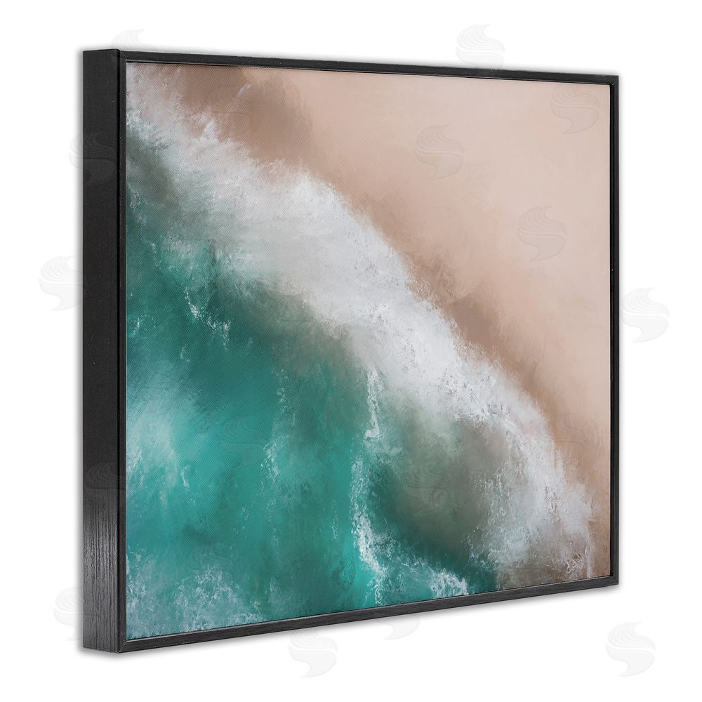 Marcus Prime Aerial Beach Foam View Black Framed Giclee Wall Art Print
