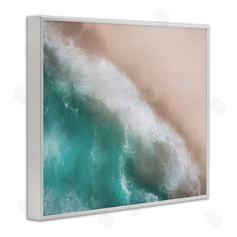 Marcus Prime Aerial Beach Foam View White Framed Giclee Wall Art Print