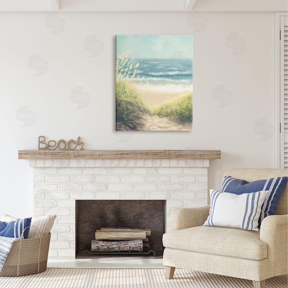 Petal Prints Design Subtle Beach Reeds Canvas Wall Art Print in Room