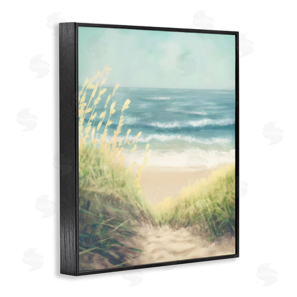 Petal Prints Design Subtle Beach Reeds Black Framed Giclee Wall Art Print