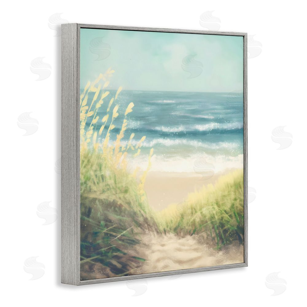Petal Prints Design Subtle Beach Reeds Gray Framed Giclee Wall Art Print