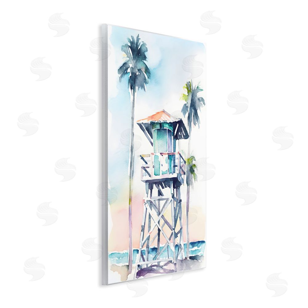 Petal Prints Design Lifeguard Hut on Beach Wall Plaque Art Print