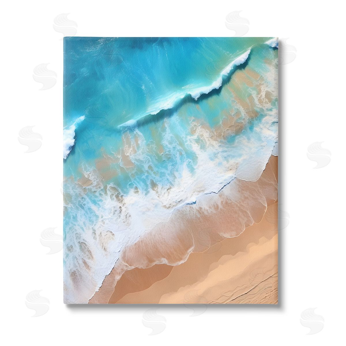 Petal Prints Design Aerial Abstract Sea Waves Stretched Canvas Wall Art Print