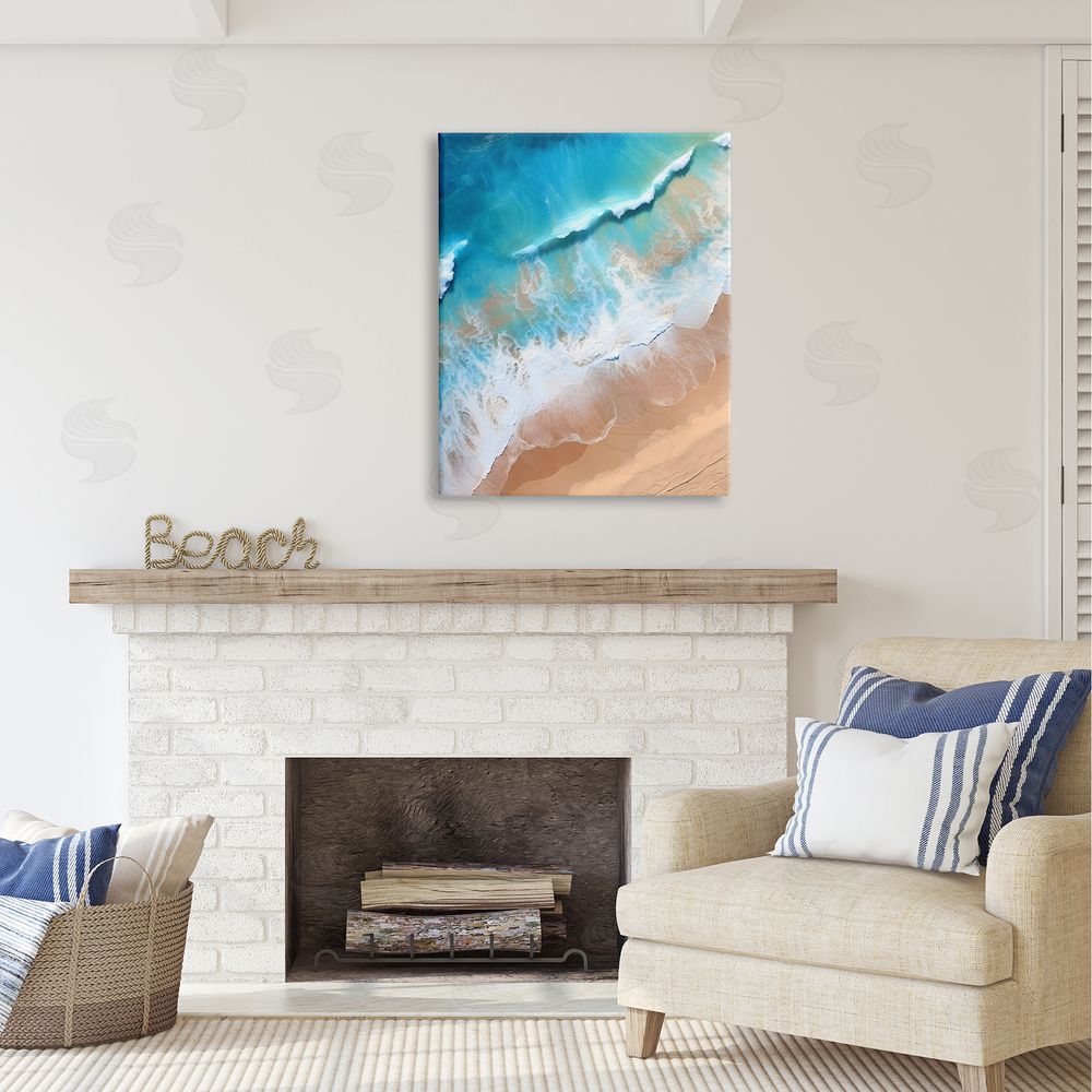 Petal Prints Design Aerial Abstract Sea Waves Canvas Wall Art Print in Room