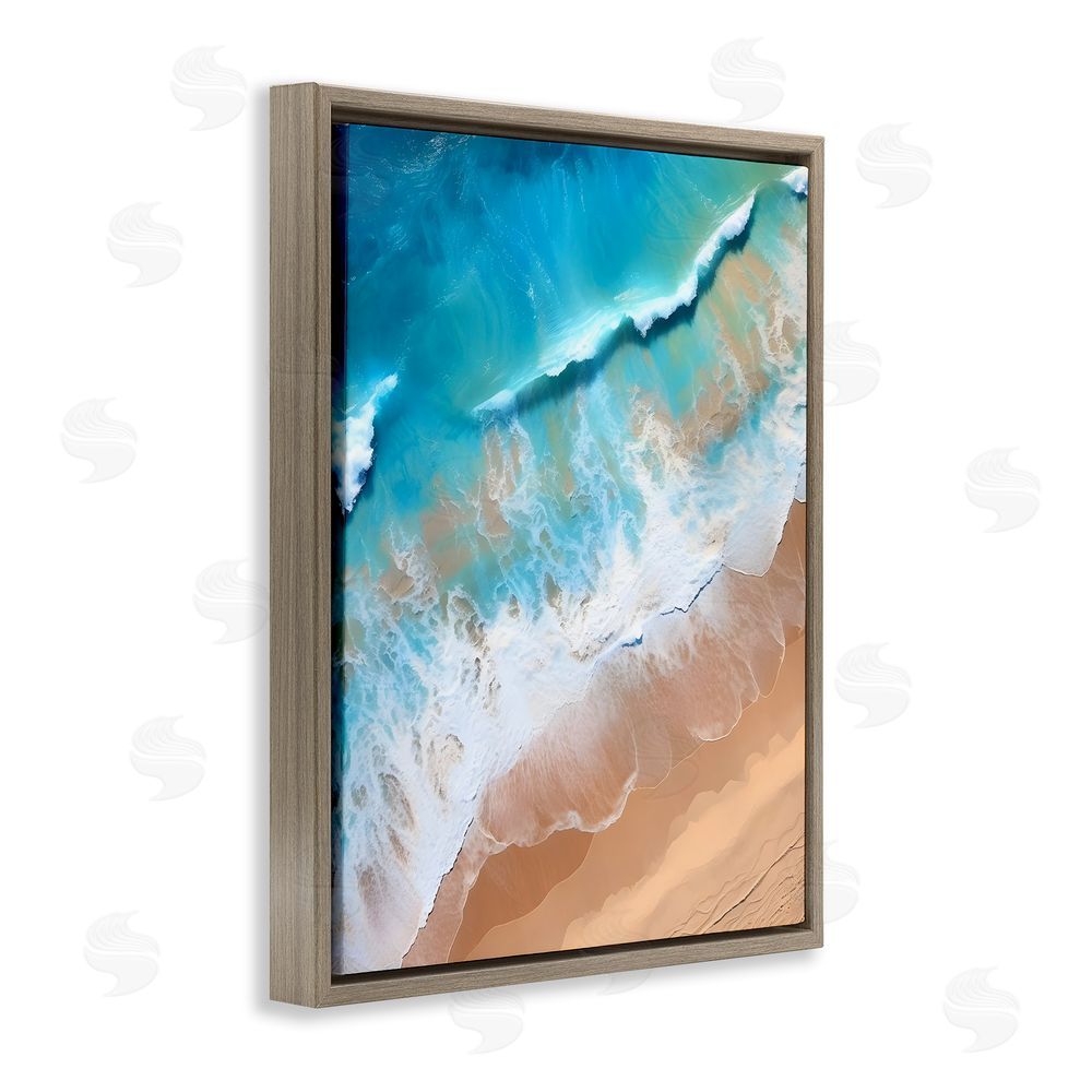 Petal Prints Design Aerial Abstract Sea Waves Brown Floating Frame Canvas Wall Art Print