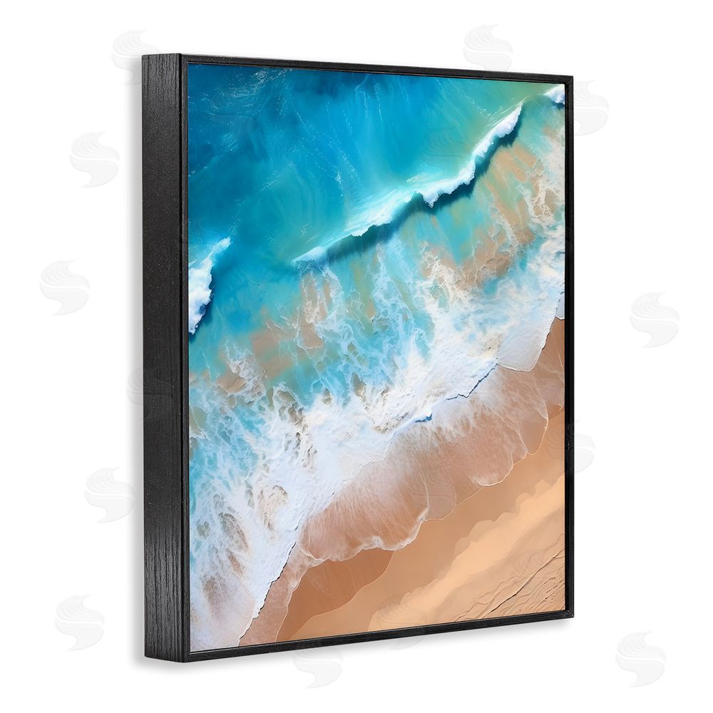 Petal Prints Design Aerial Abstract Sea Waves Black Framed Giclee Wall Art Print