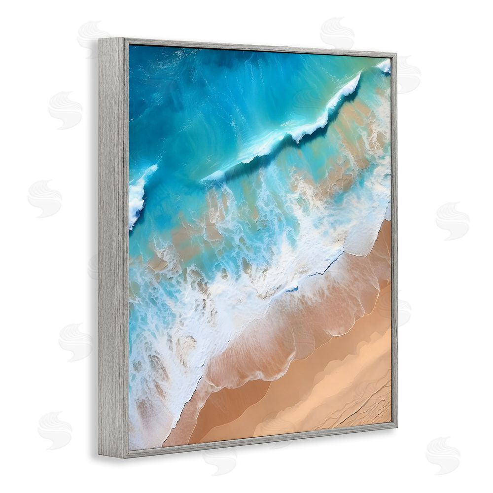 Petal Prints Design Aerial Abstract Sea Waves Gray Framed Giclee Wall Art Print