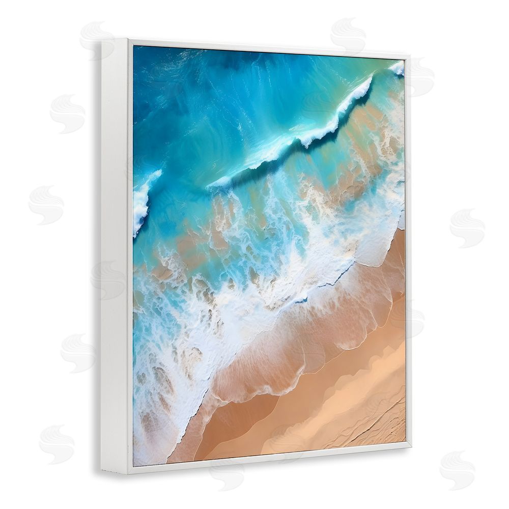 Petal Prints Design Aerial Abstract Sea Waves White Framed Giclee Wall Art Print