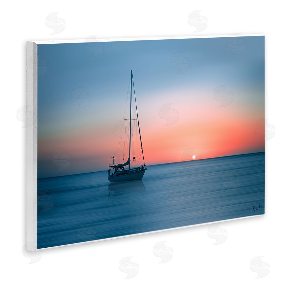 Renel Peters Boat on Sunset Horizon Wall Plaque Art Print
