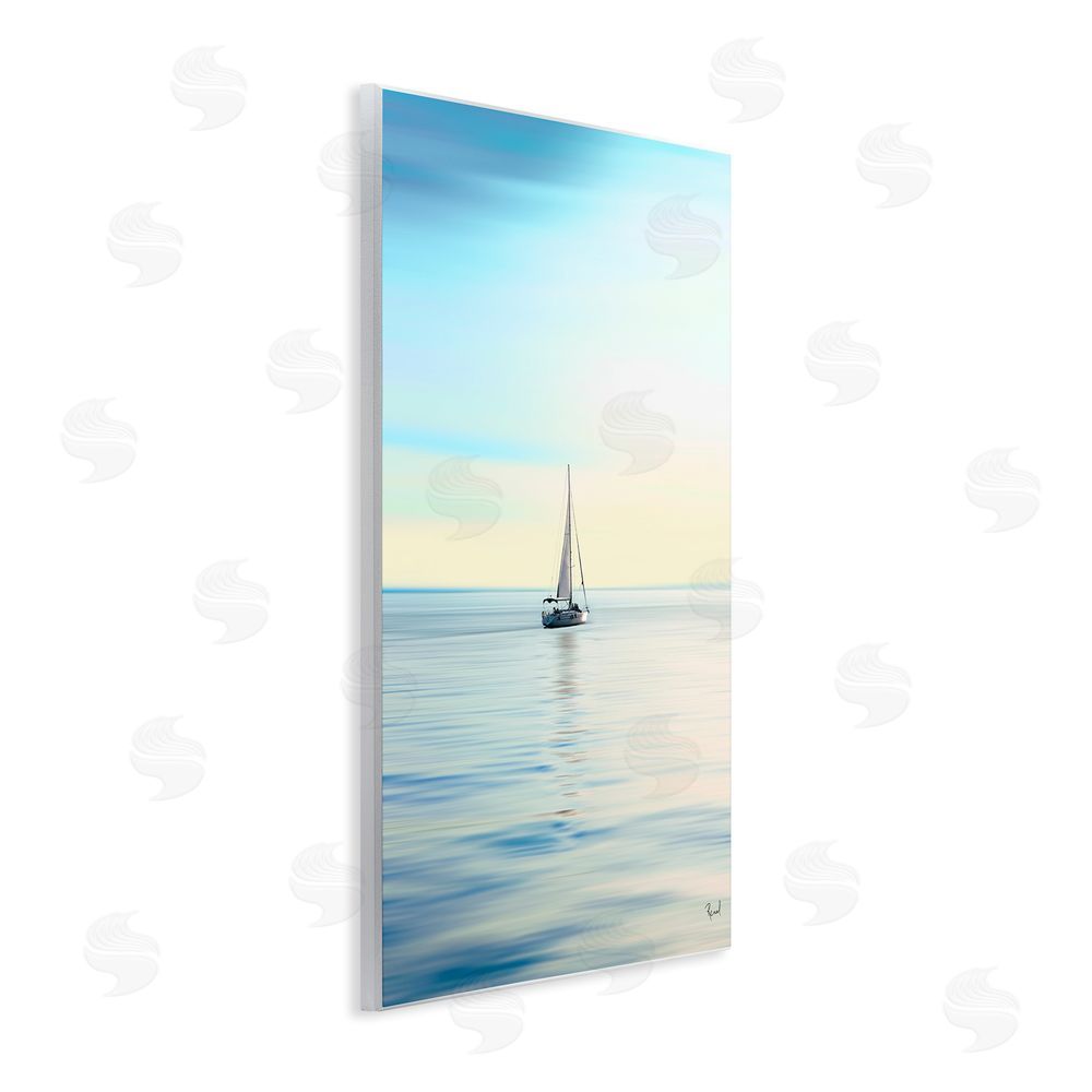 Renel Peters Blue Sunlit Sailboat Wall Plaque Art Print