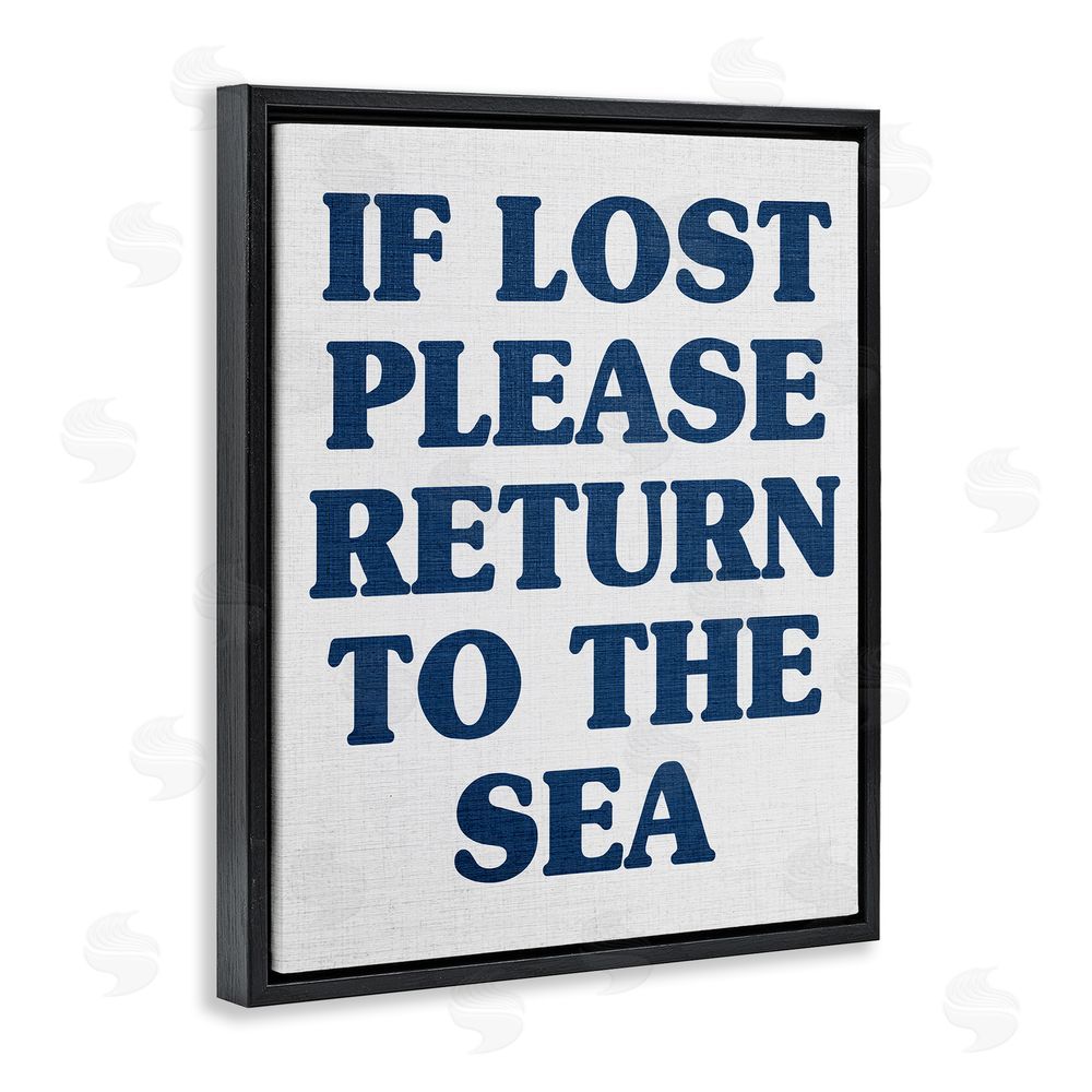 Stupell Studio Return to Sea Phrase Black Floating Frame Canvas Wall Art Print