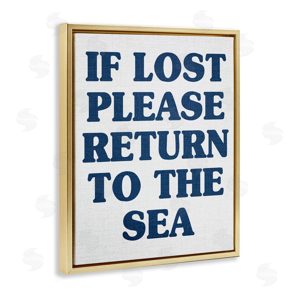 Stupell Studio Return to Sea Phrase Gold Floating Frame Canvas Wall Art Print