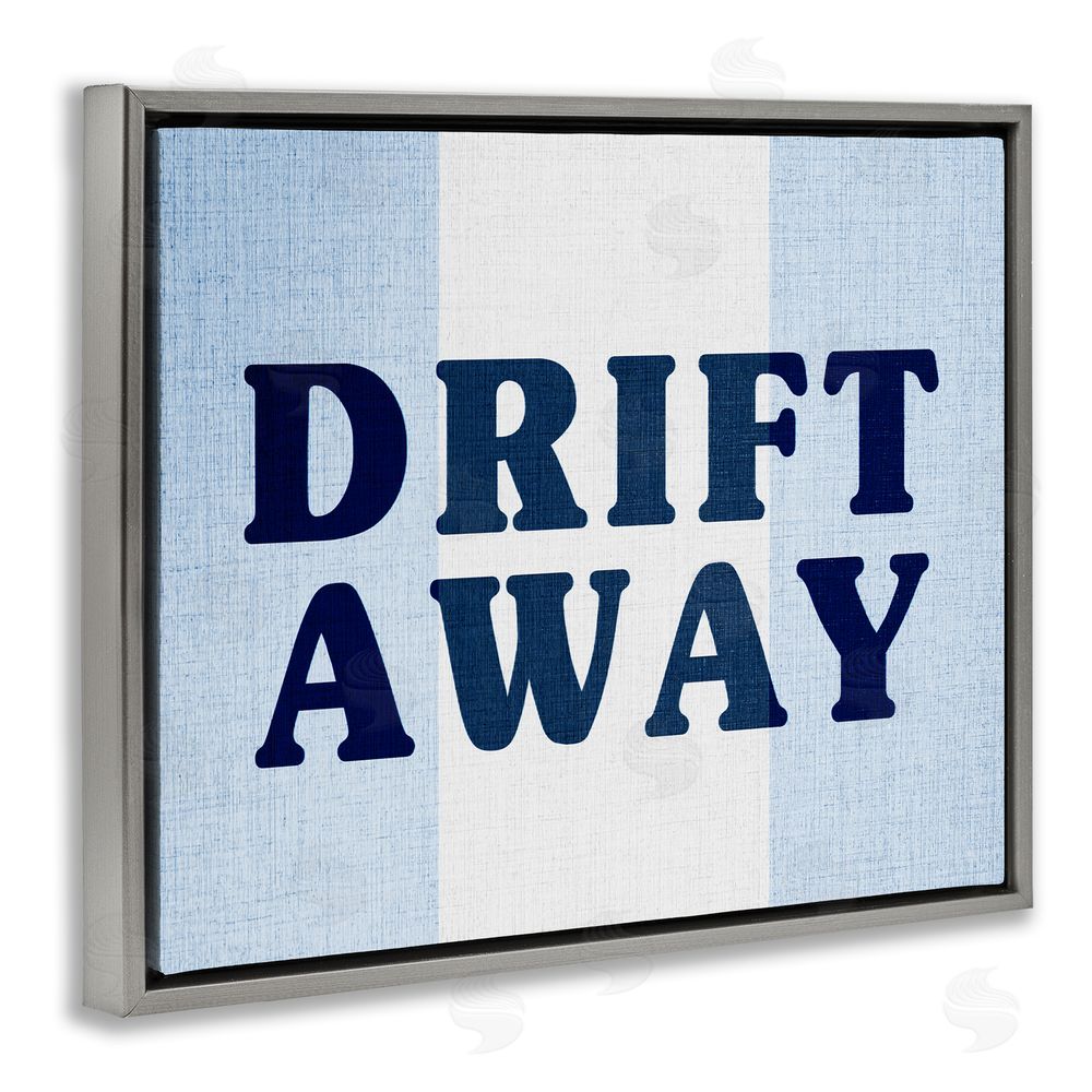Stupell Studio Drift Away on Stripes Grey Floating Frame Canvas Wall Art Print