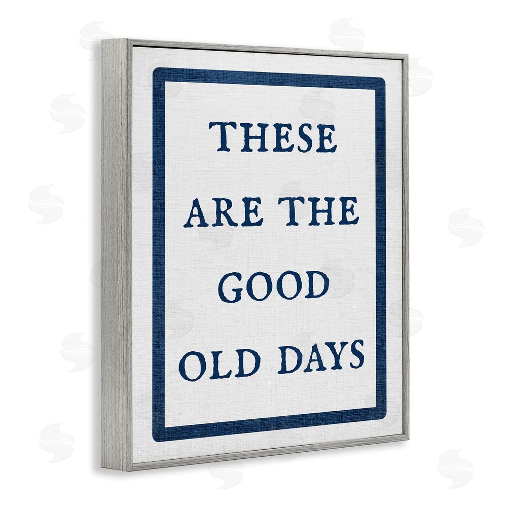Stupell Studio Good Old Days Phrase Gray Framed Giclee Wall Art Print