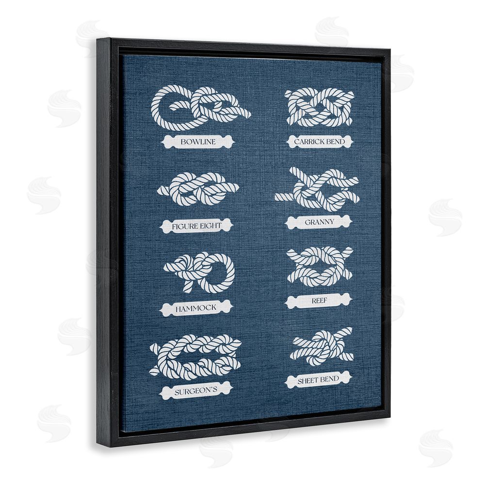 Stupell Studio Maritime Rope Knots Black Floating Frame Canvas Wall Art Print
